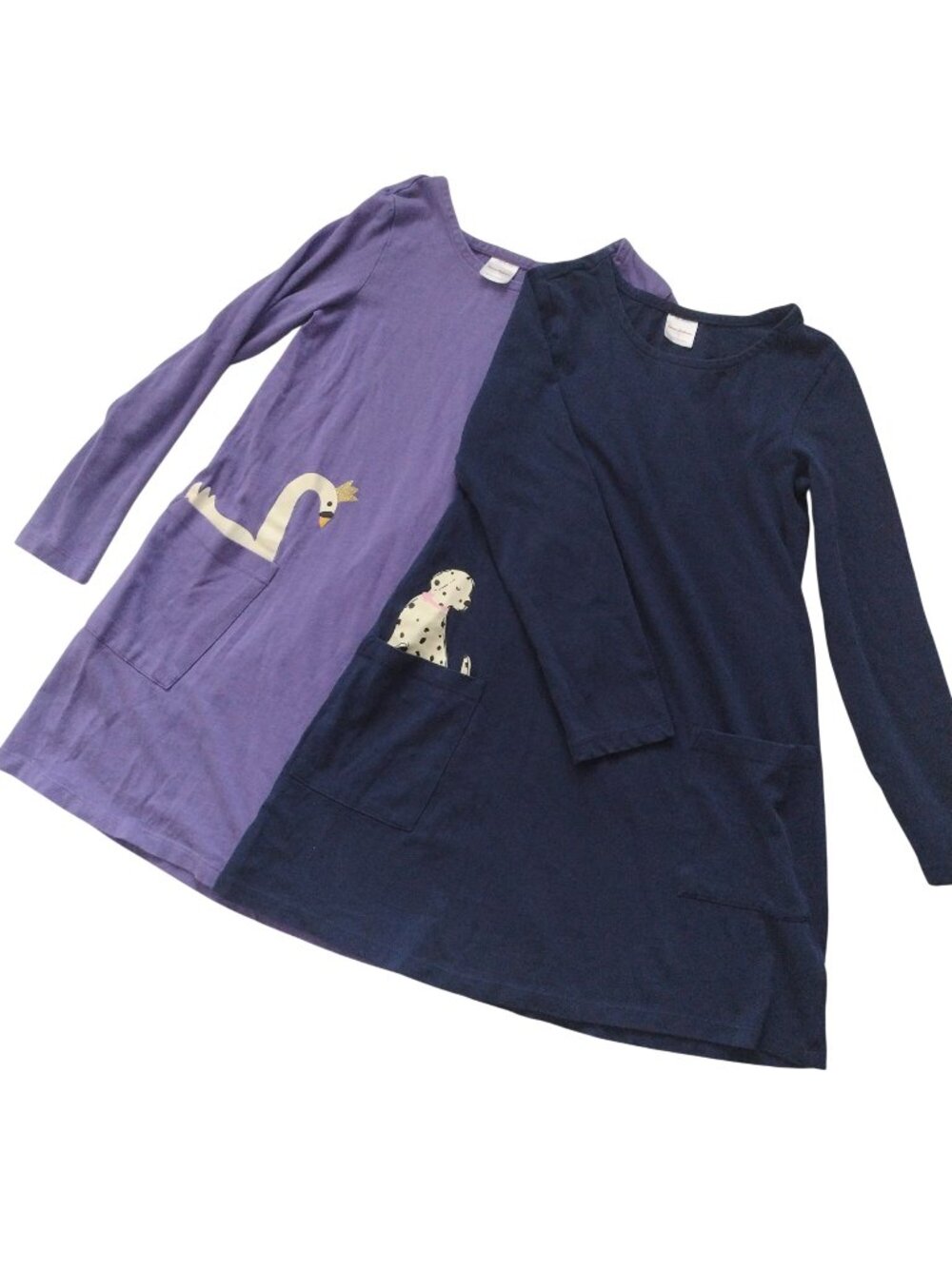 Hanna Andersson Two Piece Dress Set 8 Blue Purple Whimsical Pocket Detail Fall